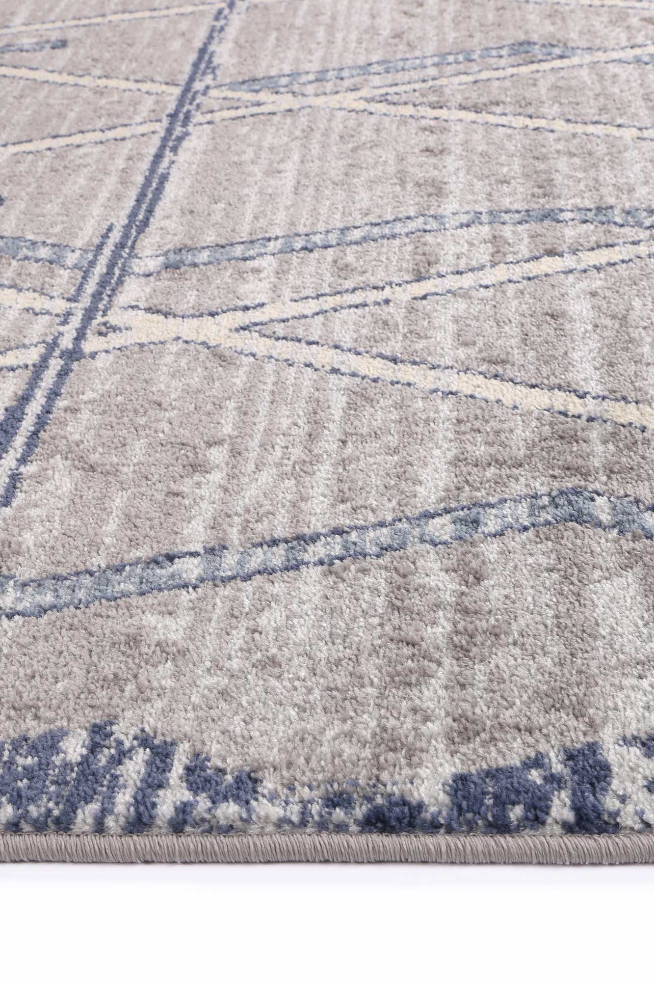 Contemporary Blue & Grey Peru Tupzia Rug - Easy to Clean and Durable