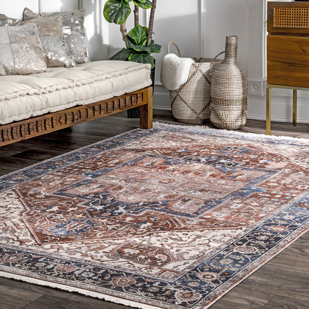Exclusive Heriz Hazelnut Polyester Rug - Traditional Design, Durable and Soft