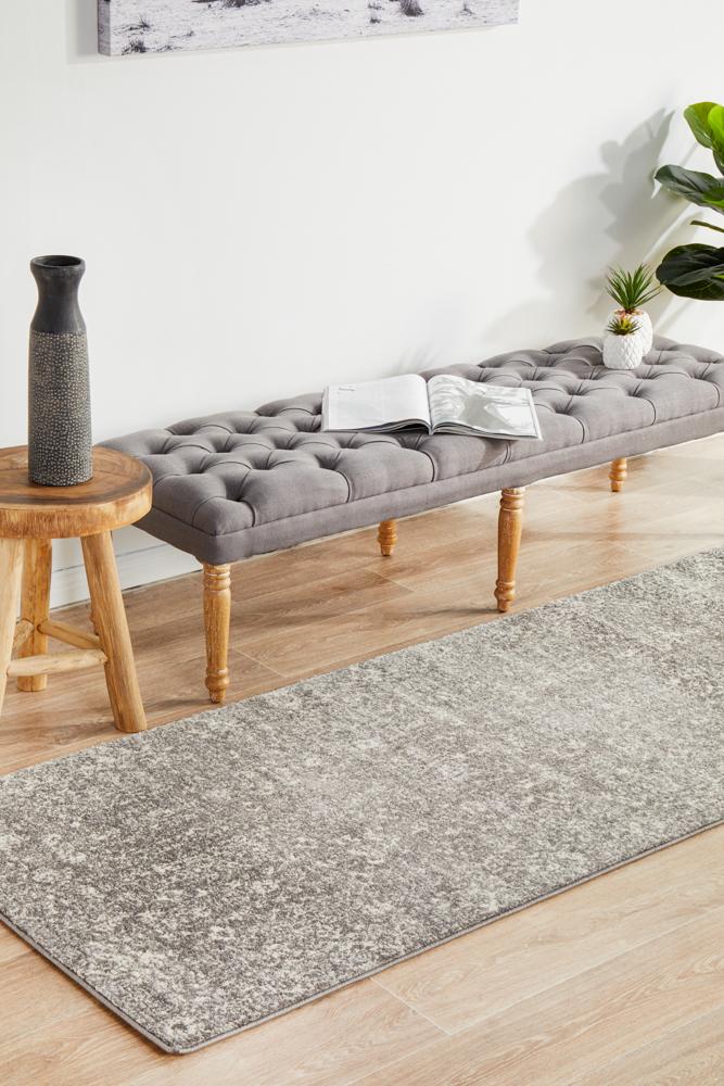 Stylish Evoke Pigeon Grey Transitional Power - Loomed Runner Rug