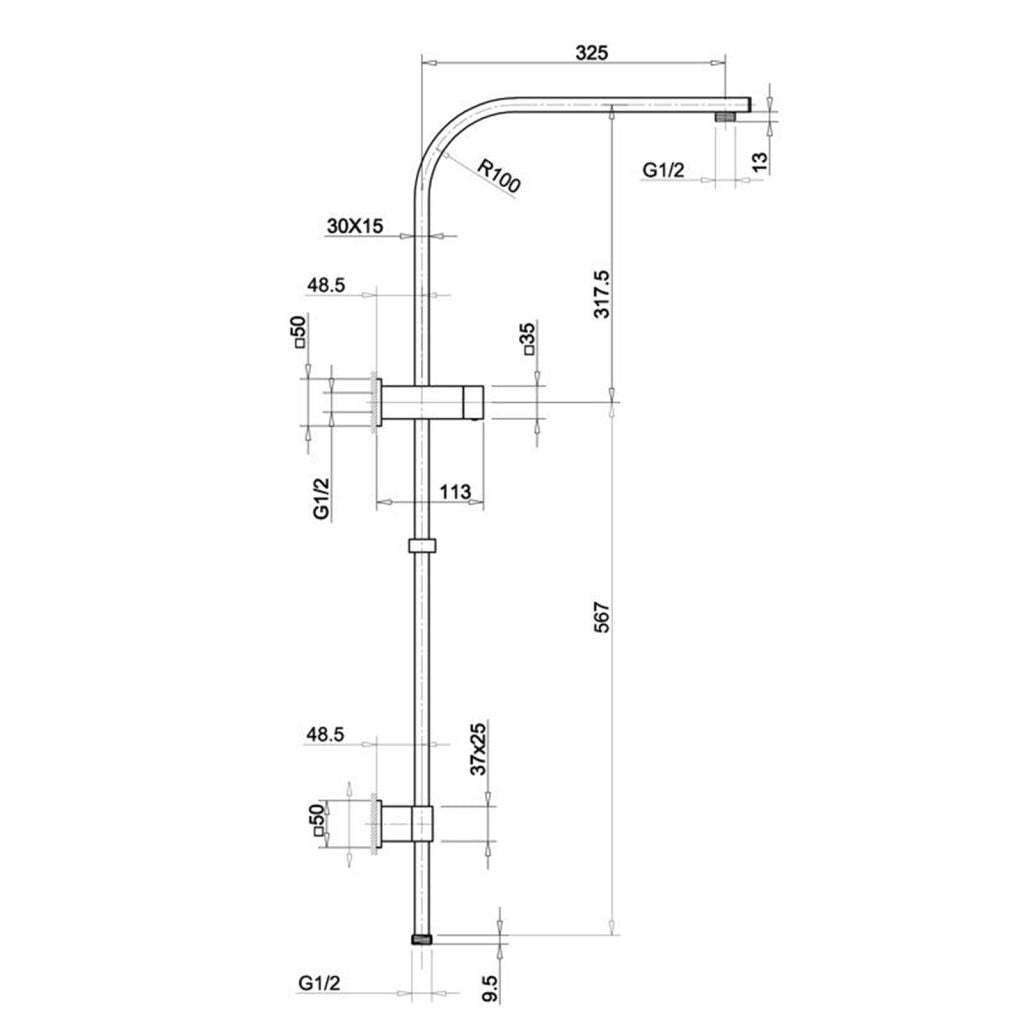 Esperia 250mm Chrome Square Rain Shower Station - Stylish Bathroom Upgrade
