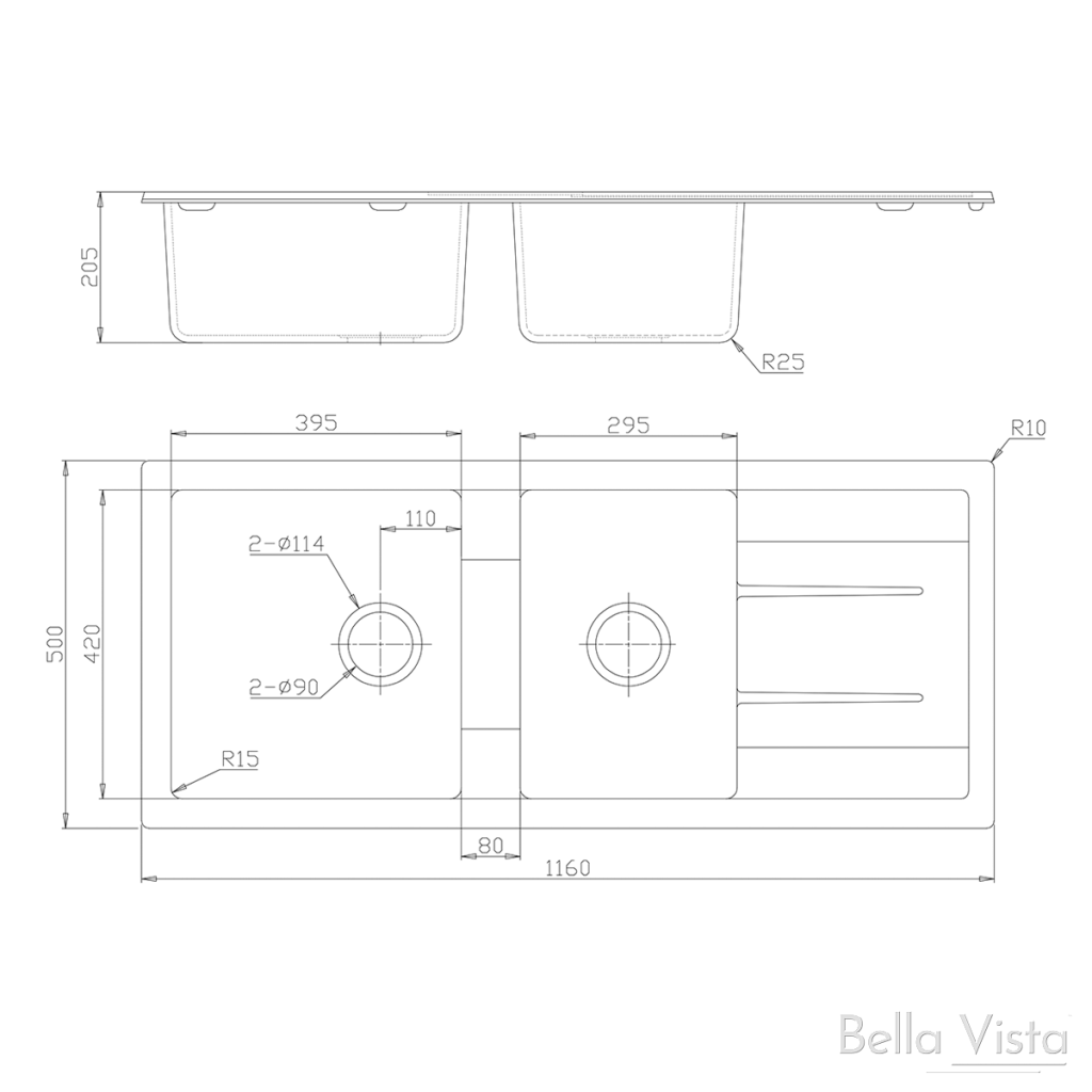 Fomos 1160 x 500mm Sink - Durable & Modern for Kitchen Upgrade