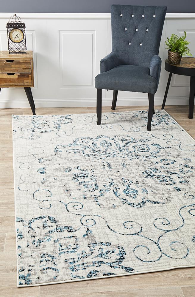 Blue Grey Giselle Transitional Power-Loomed Rug for Modern Living