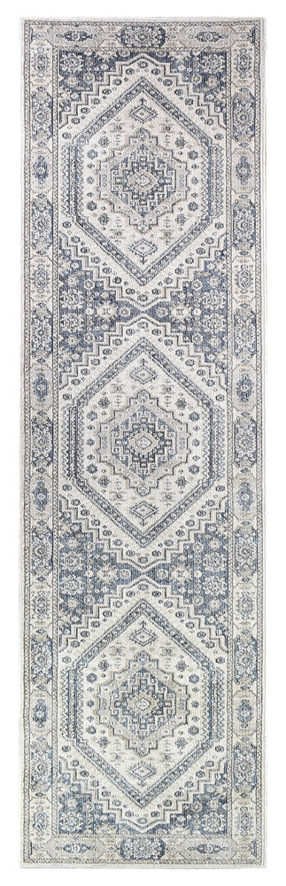 Trendy Blue Runner Rug A161A - Medina Cream with Understated Elegance