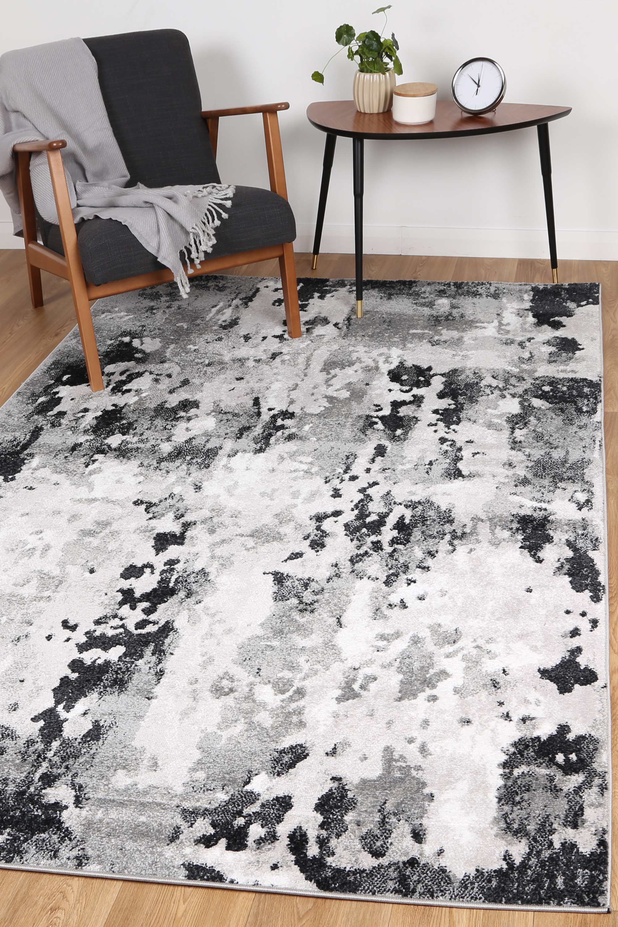 Hot! Ermina Grey-Black Modern Abstract Rug