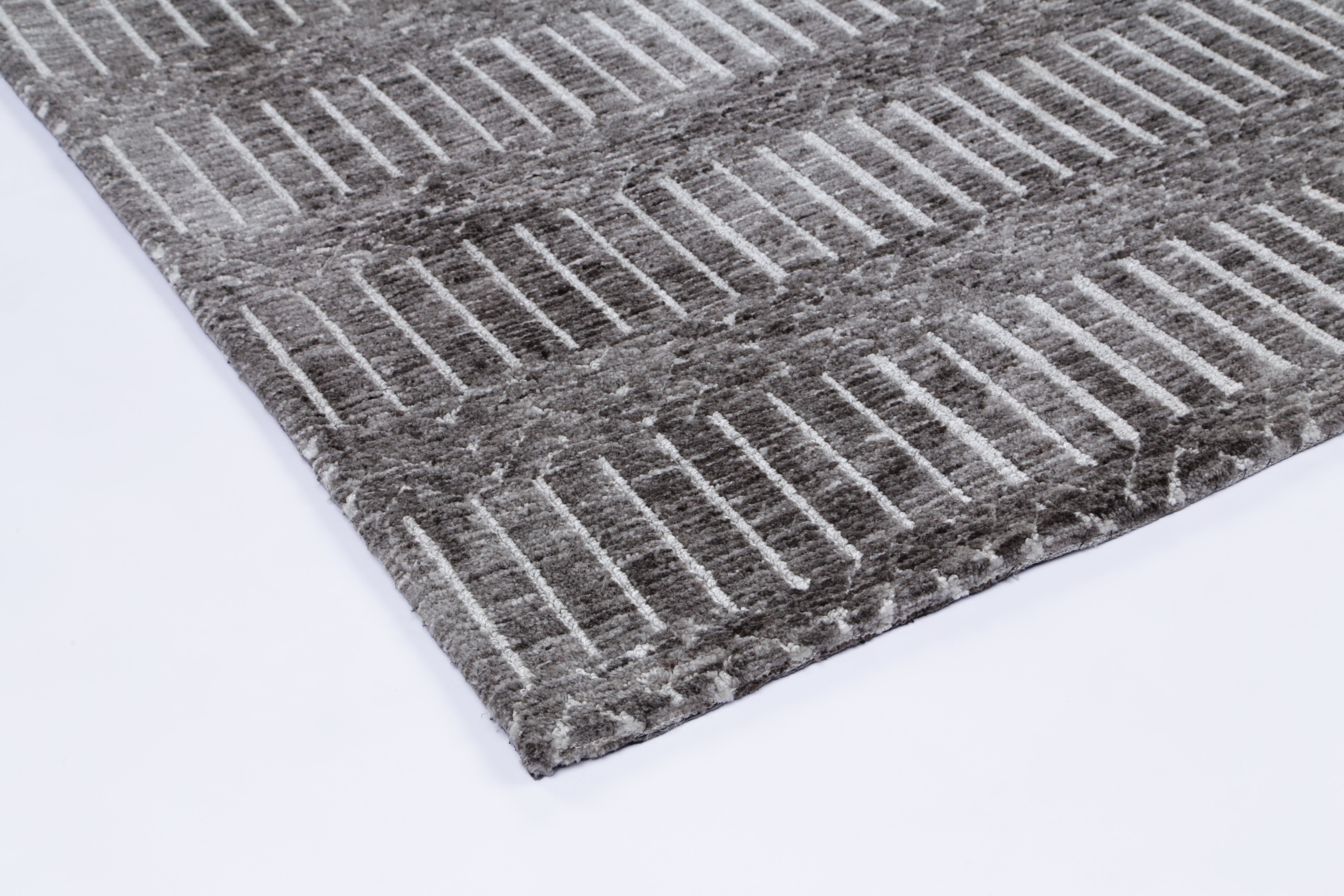 Hot Sale! Ambarsar Attari Charcoal and Beige Cotton - Polyester Blend Floor Rug