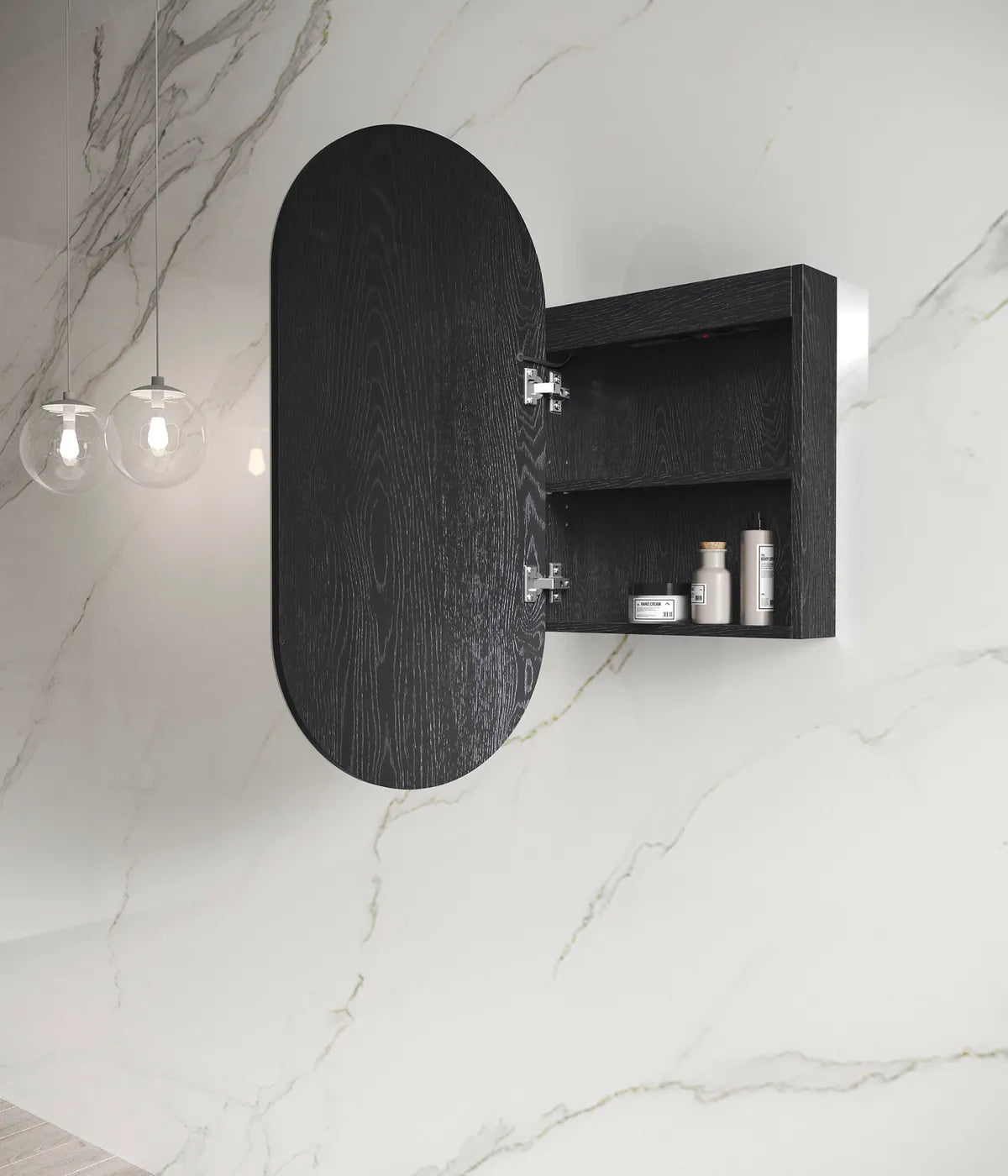 Hot Deal! 900mm Black Oak LED Noosa Shaving Cabinet with 3 Colour Function