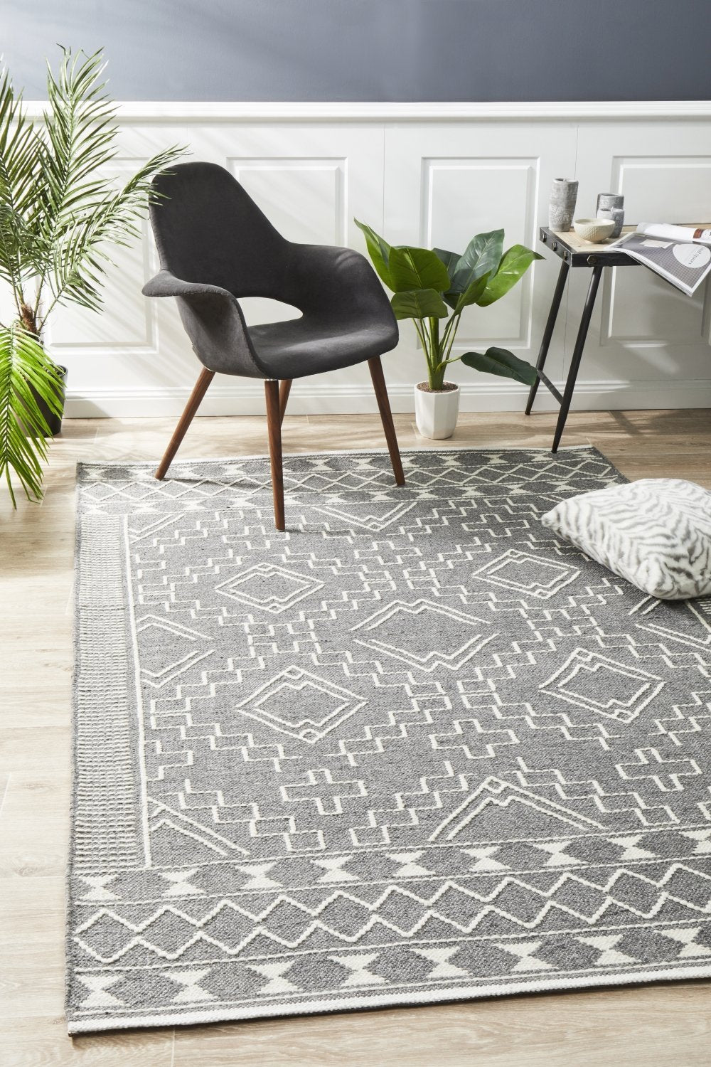 Hot Sale! Hudson 802 Grey 100% Wool Flat Woven Rug for New Season