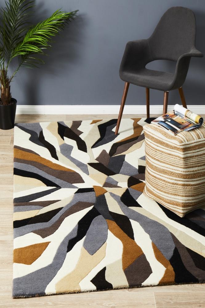 903 Fossil Pure Wool Matrix Hand - Tufted Geometric Rug