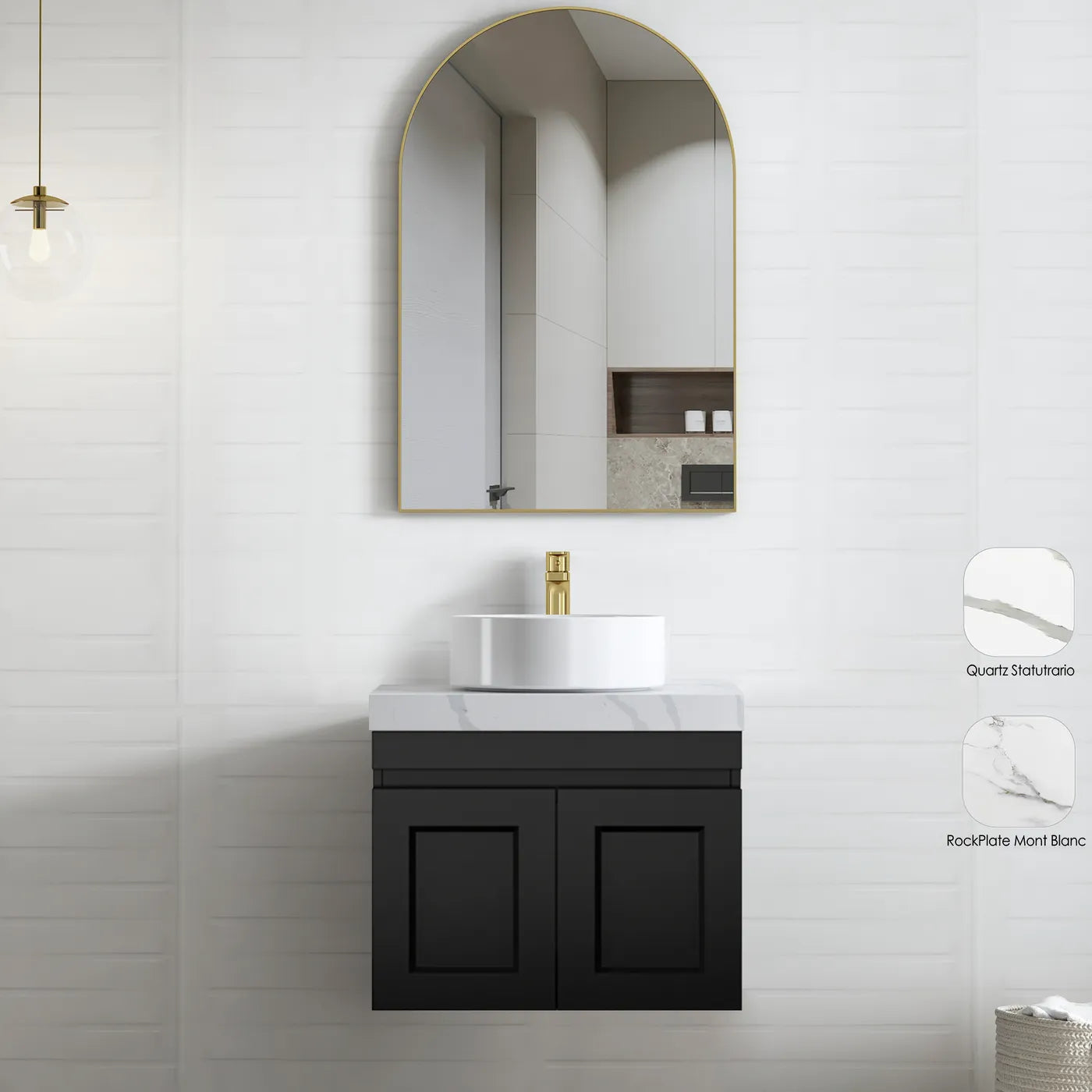 Hampton Mark II 600mm Matte Black Wall - Hung Vanity: Stylish Storage Deal