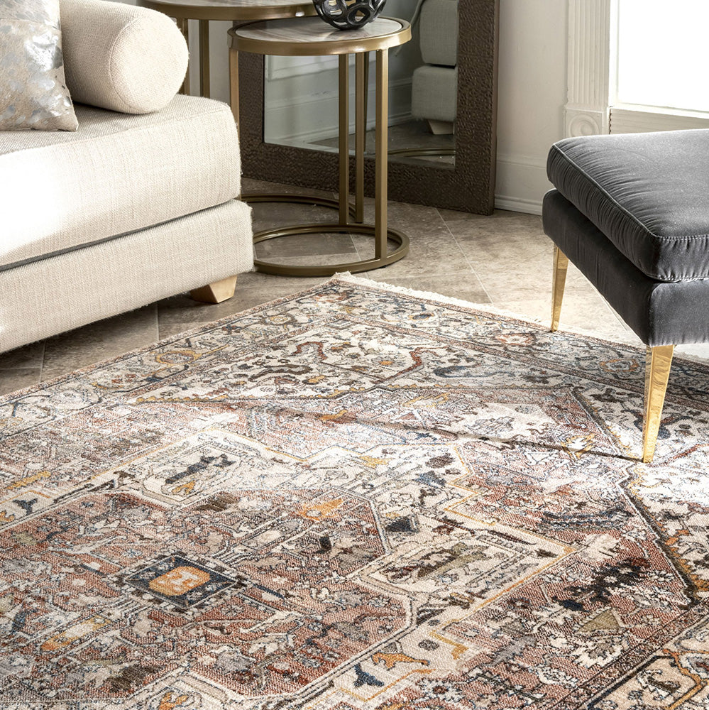 Exclusive Heriz Mushroom Polyester Rug - A Timeless Turkish Masterpiece