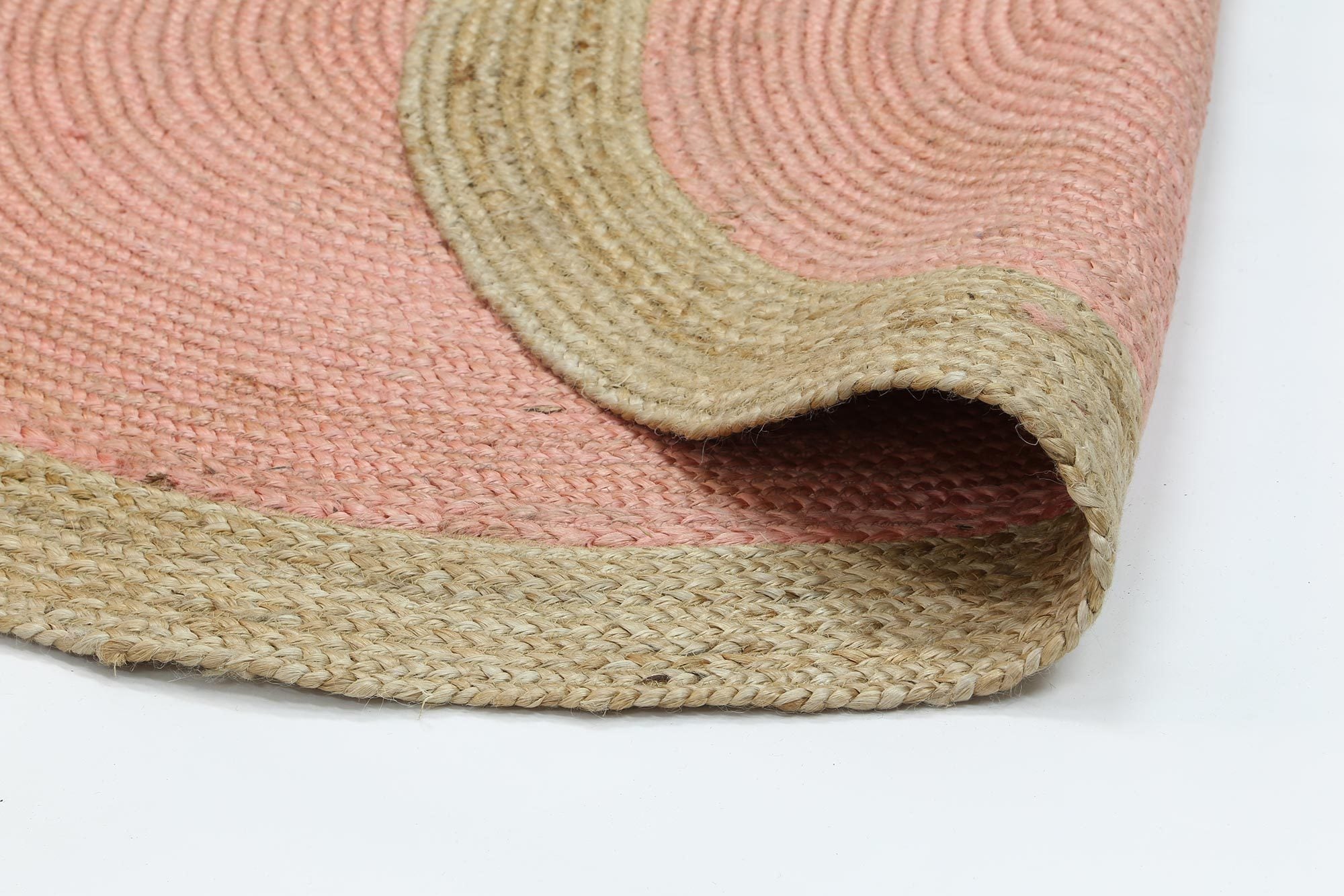 Discount Hampton Pink Round Jute Centre Rug for Coastal Decor