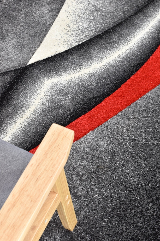 Stylish Novus 56A Rug in Grey and Red Tones