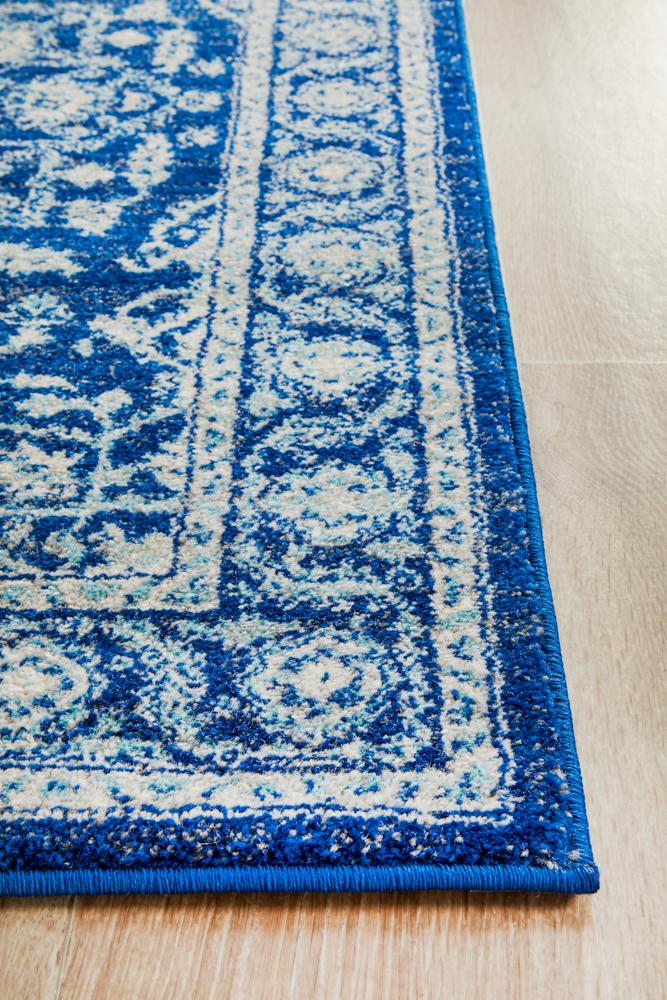 Navy Transitional Power-Loomed Runner Rug with Artisan Craftsmanship