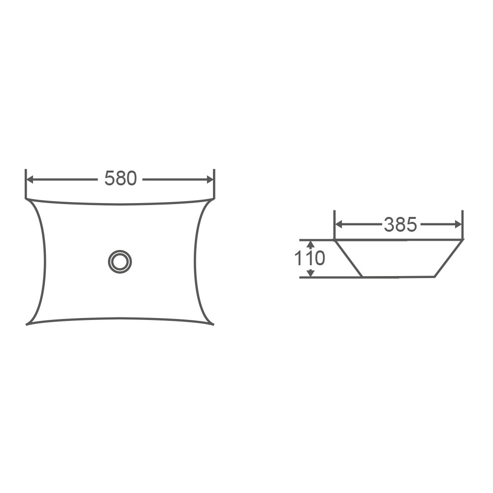 Hot Sale! LUSSO 58 Rectangle Above - Counter Basin in High - Gloss White (580x385x110mm)