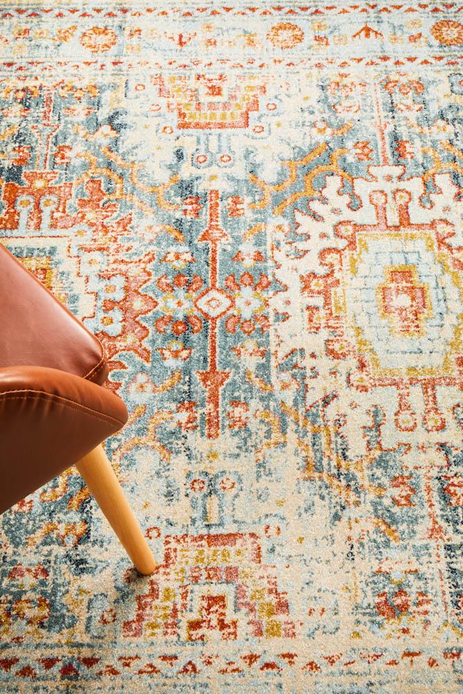 Legacy Blue Power - Loomed Polypropylene Rug with Floral Design