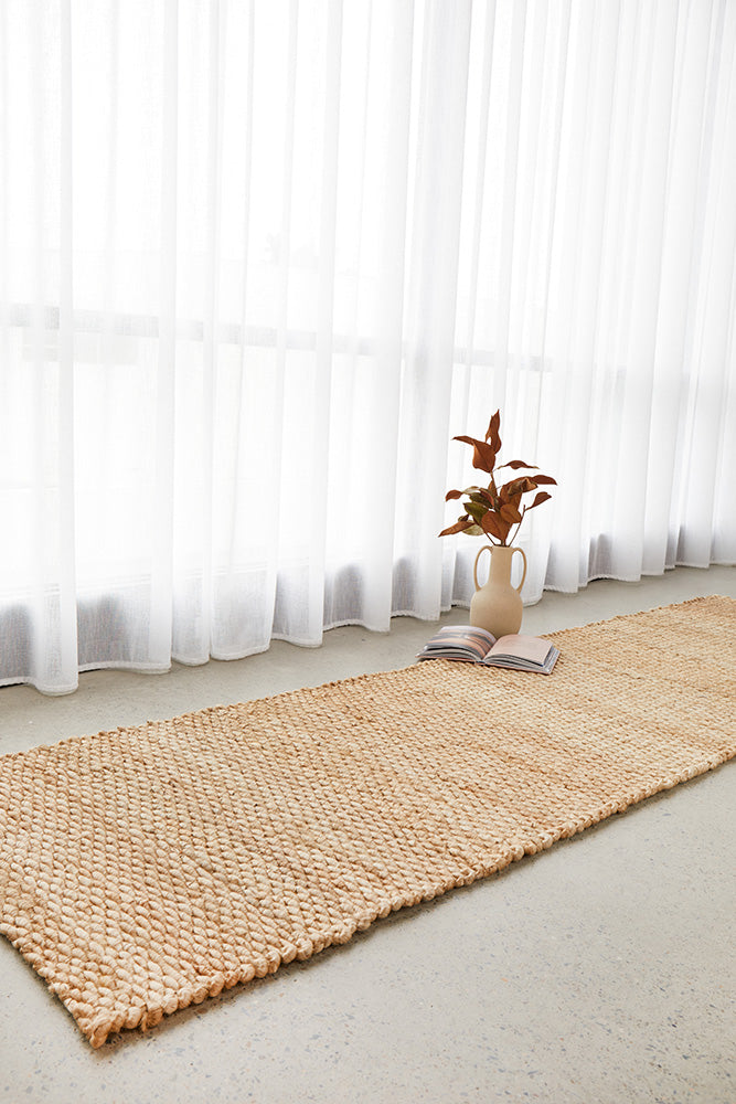 Eco - friendly Hand - Loomed Hive Pattern Natural Jute Runner Rug