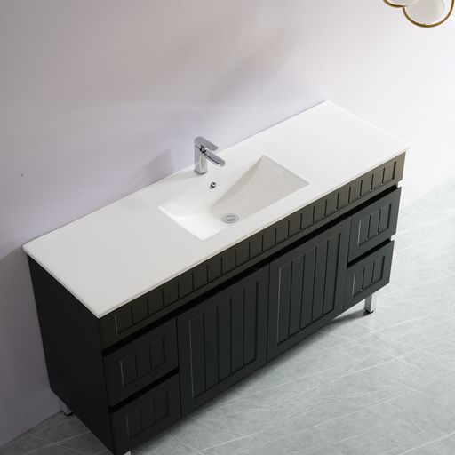 1500mm Acacia Shaker PVC Floor Vanity with Single/Double Bowl Option
