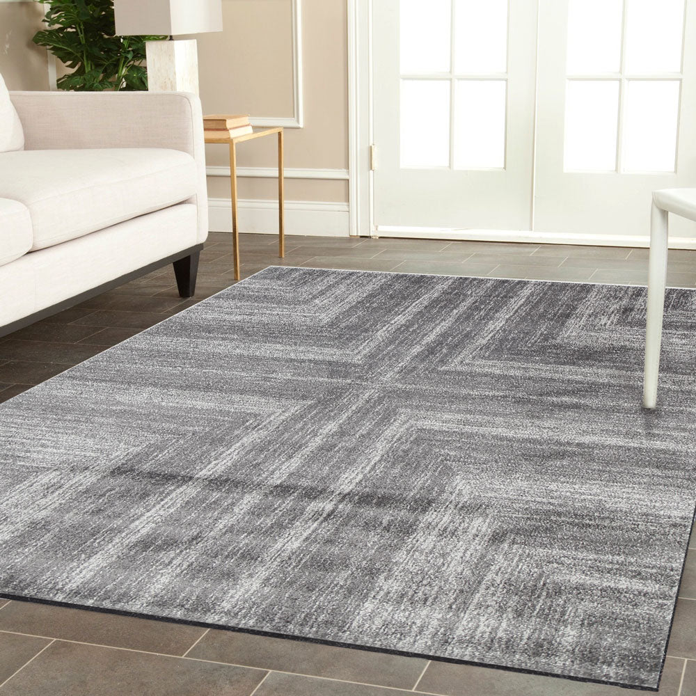 Moreau Sainte Contemporary Rug in Charcoal - Durable and Stylish