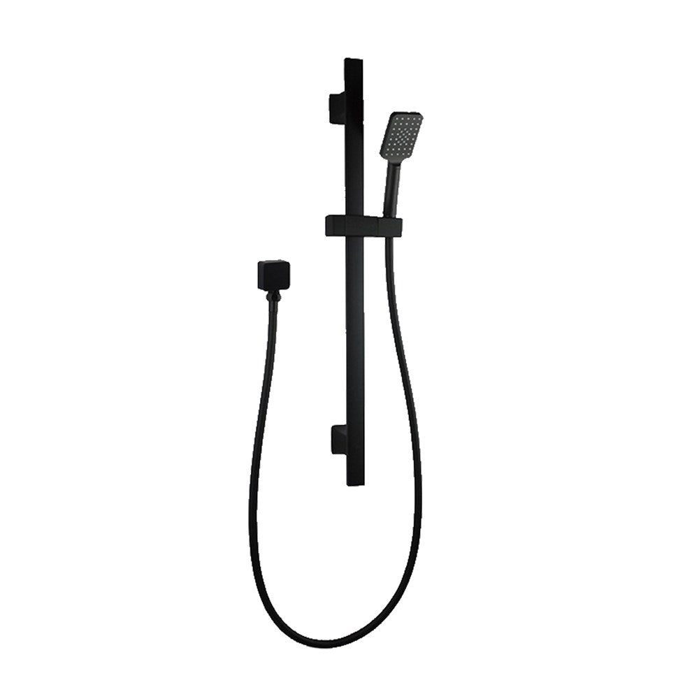 Black Square Handheld 3-Function Shower Set with Adjustable Rail