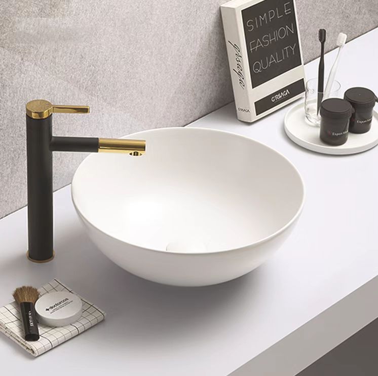 Matte White Ceramic Bowl-Shaped Poseidon Basin (400x400x130)