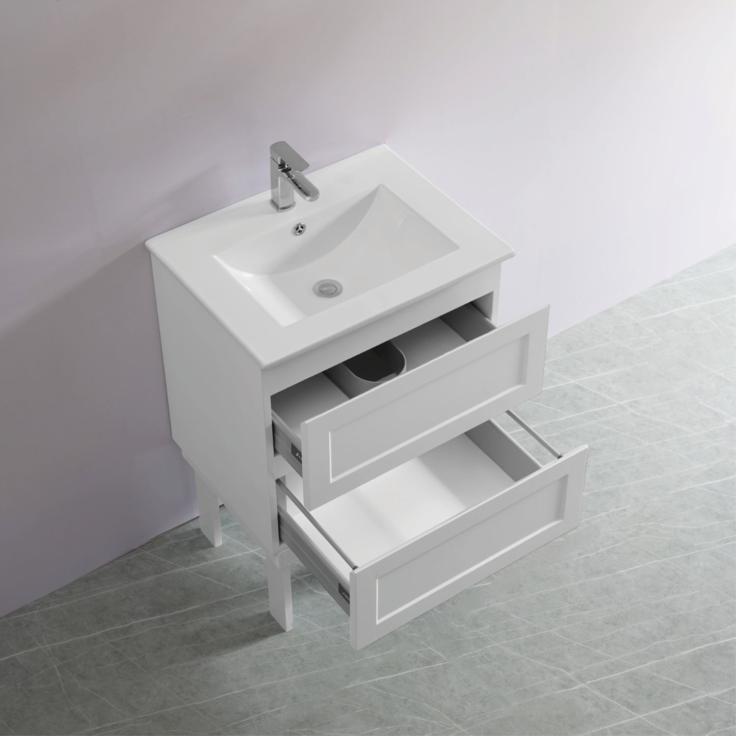 600mm Matte White Fremantle PVC Wall - Hung Vanity Cabinet with Premium Style