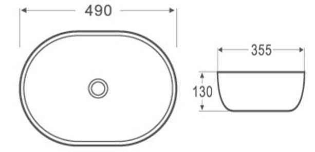 Matte White Rectangle Ceramic Basin (490x350x135) with French Fluted Design
