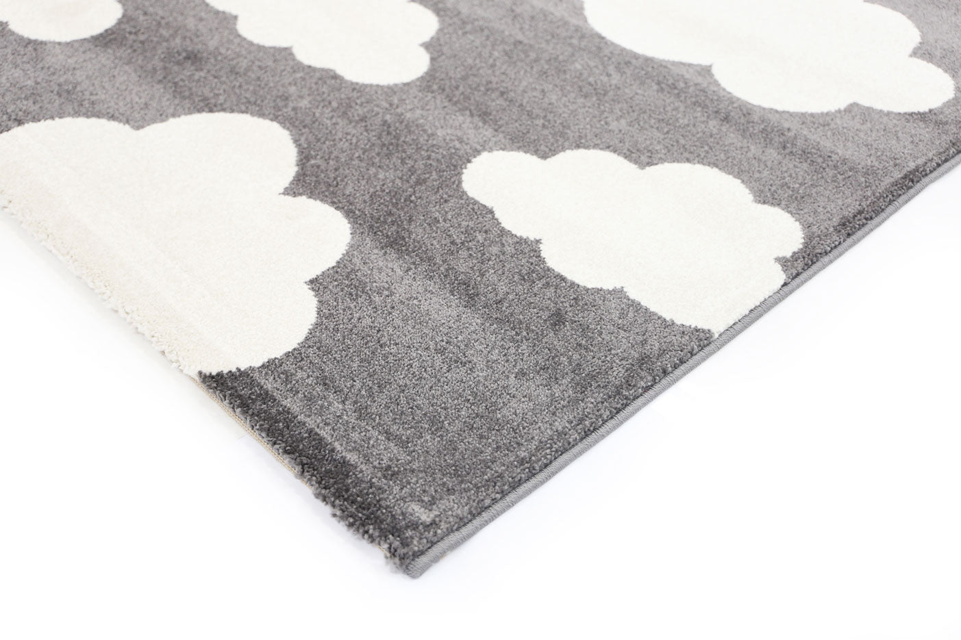 Piccolo Kids Rug in Dark Grey and White Cloud Design