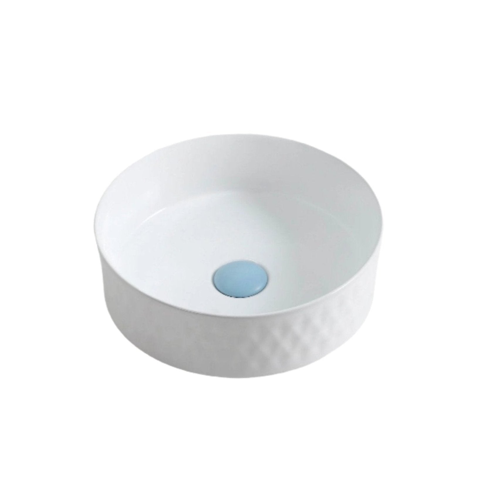 Glossy White ABS Ceramic Round Lattice Pattern Basin (360x360x120)