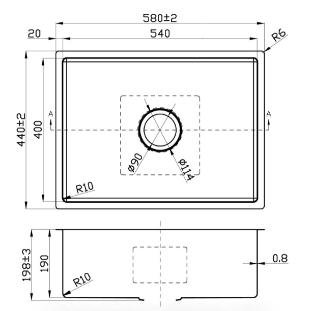 Hot Deal! New Chrome Cora Above/Undermount Stainless Steel Sink - 580 x 440 x 200mm