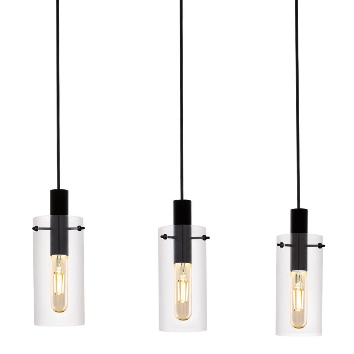 Stylish MONTEFINO Black Steel Pendant Light with Clear Glass