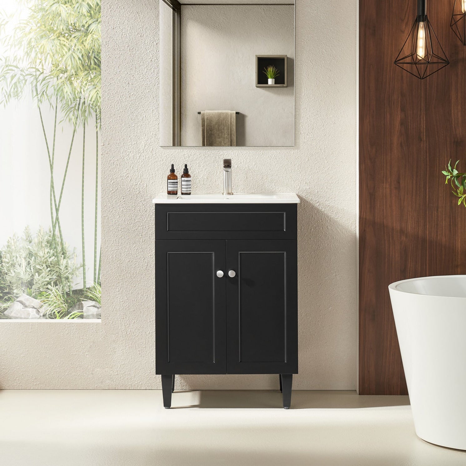 Hot Sale! 600mm Harrington Freestanding PVC Bathroom Vanity in Matte Black