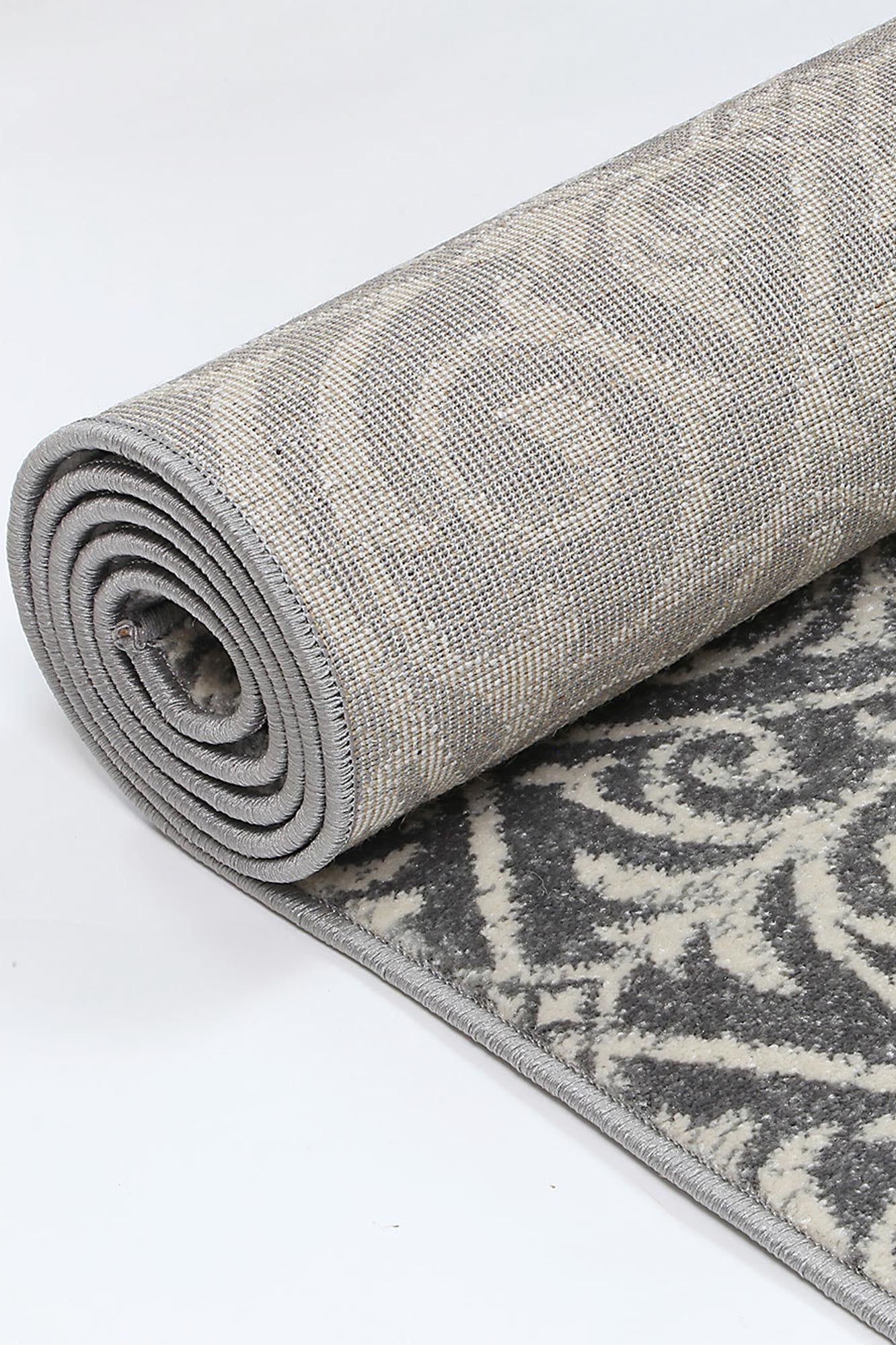 Stunning Katherine Grey and Ivory Handmade Rug with Antique Motifs
