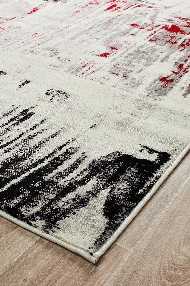 Hot! Lydia Abstract Red Black White Grey Rug