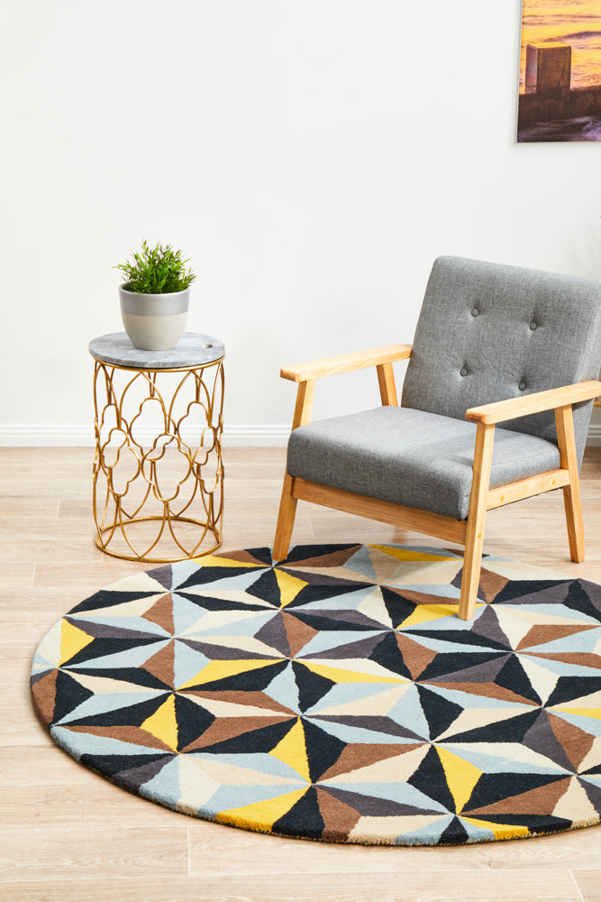 Exclusive Matrix 900 Blue Pure Wool Round Rug
