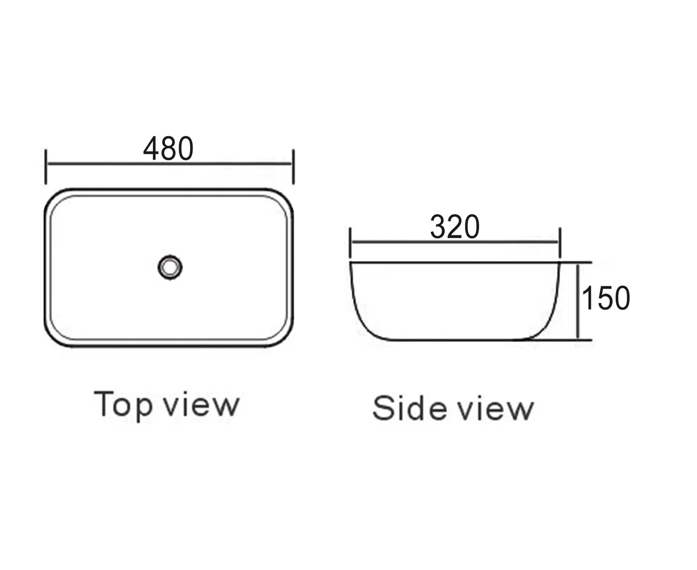 Hot Sale! Oval Bathroom Basin in Matte Black Exterior and Gloss White Interior (480x320x150)