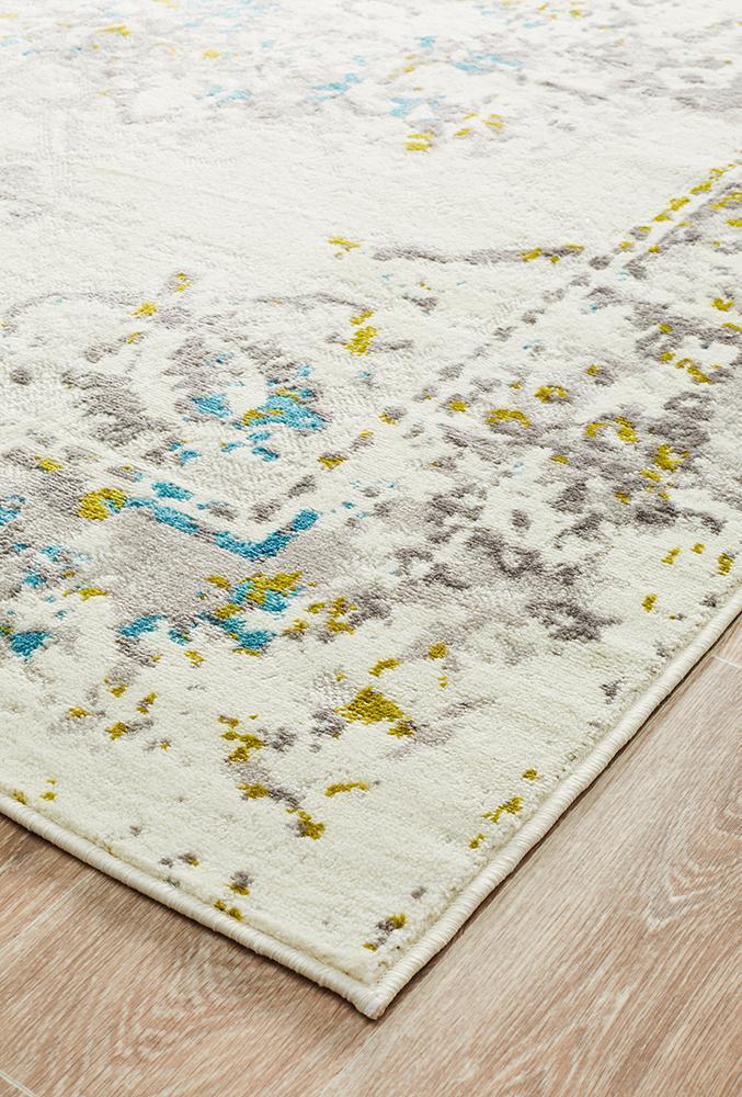 Alexa Transitional Area Rug in White, Green and Blue - Ideal for Living Spaces