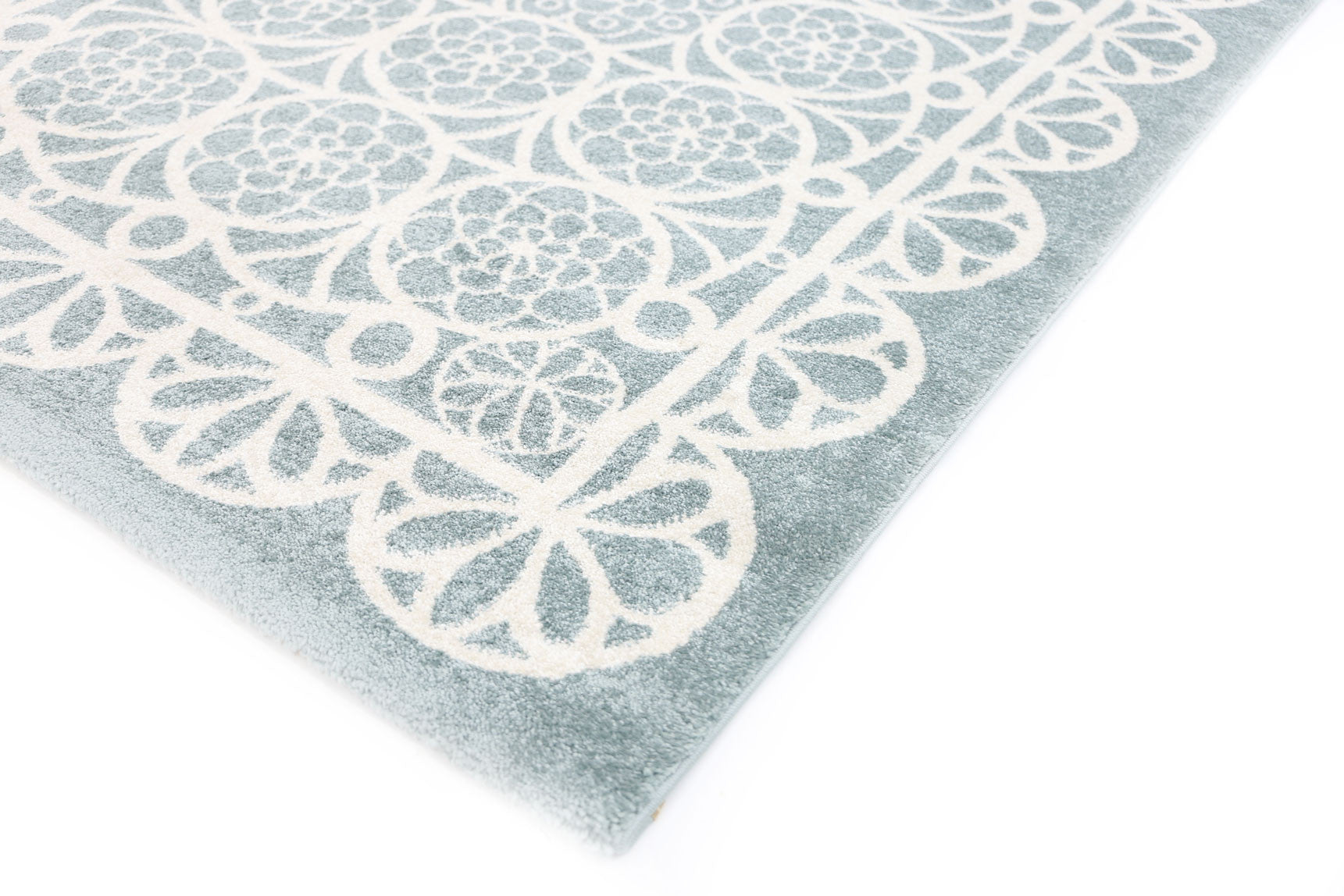 Piccolo Aqua White Doily-style Kids Rugs - Soft, Washable & Ideal for Imaginative Play