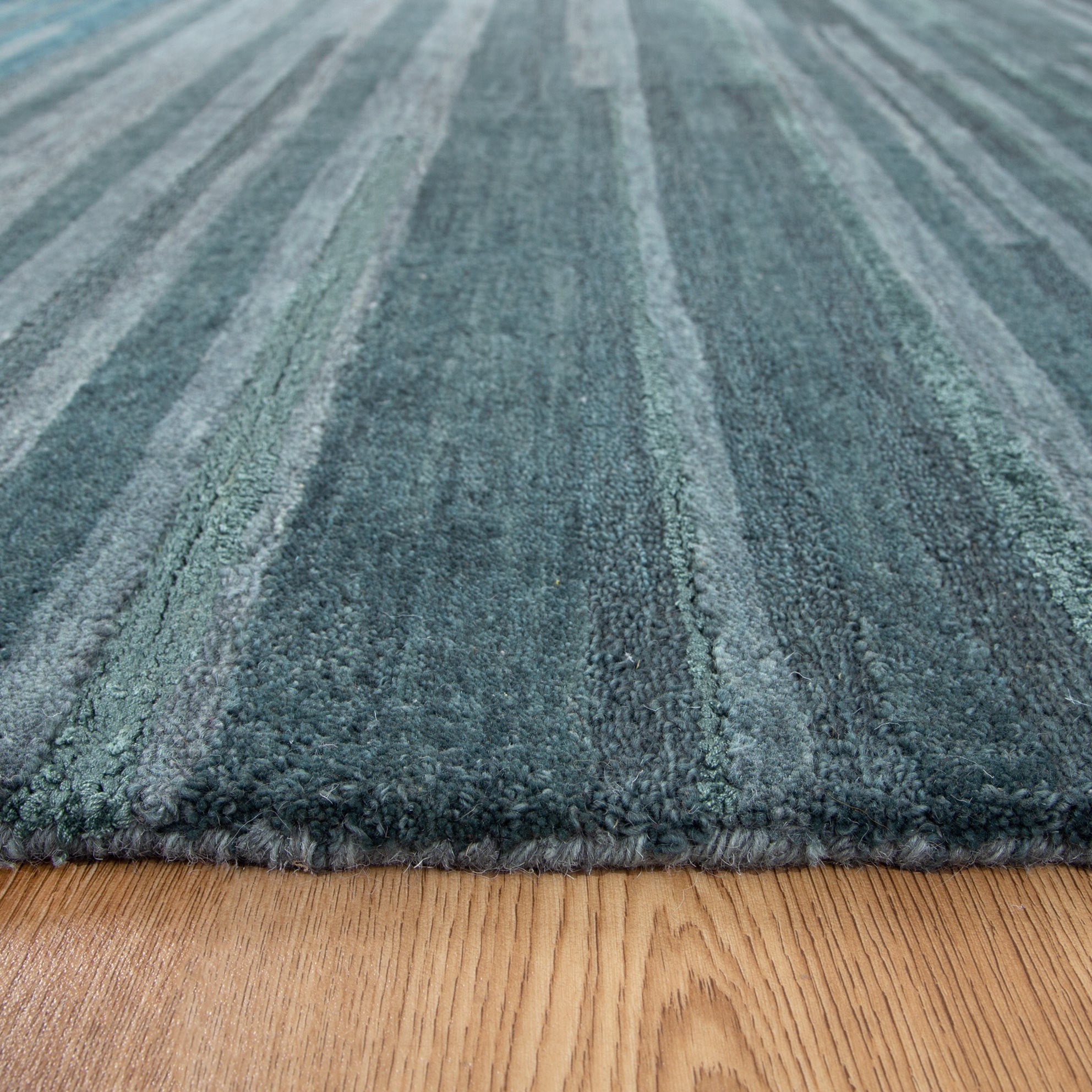 Exclusive Les Nomades Teal Wool Linear Rug on Sale