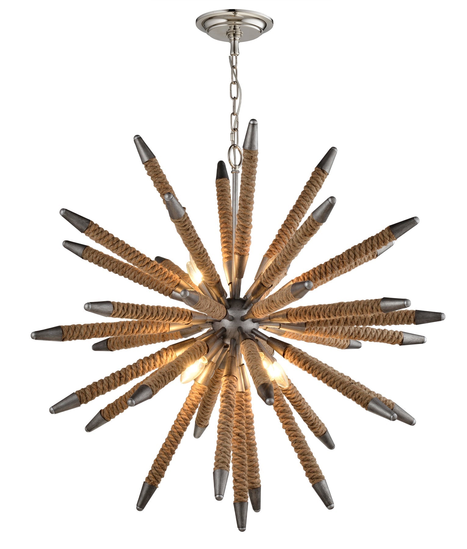 Hot Deal! 8-Light Medieval-Style Interior Pendant Light with Natural Rope by MAZZA