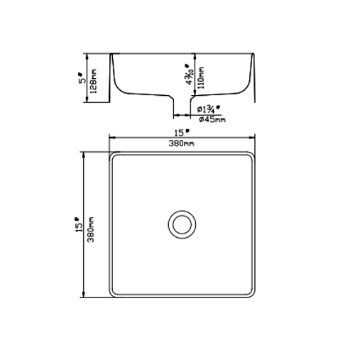 Hot Deal! POSEIDON Square Matte Black Quartz Above - Counter Basin (380x380x128)