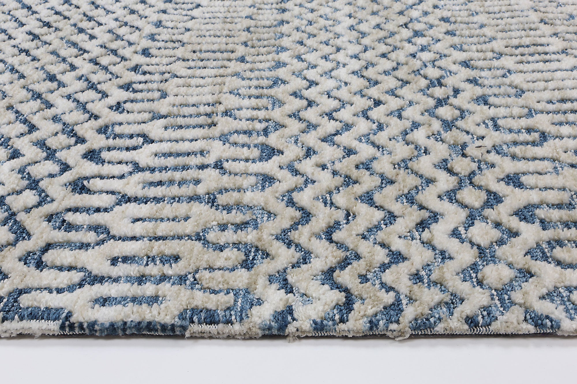 Navy Tribal Style Ambarsar Camphils Plush Polyester Rug