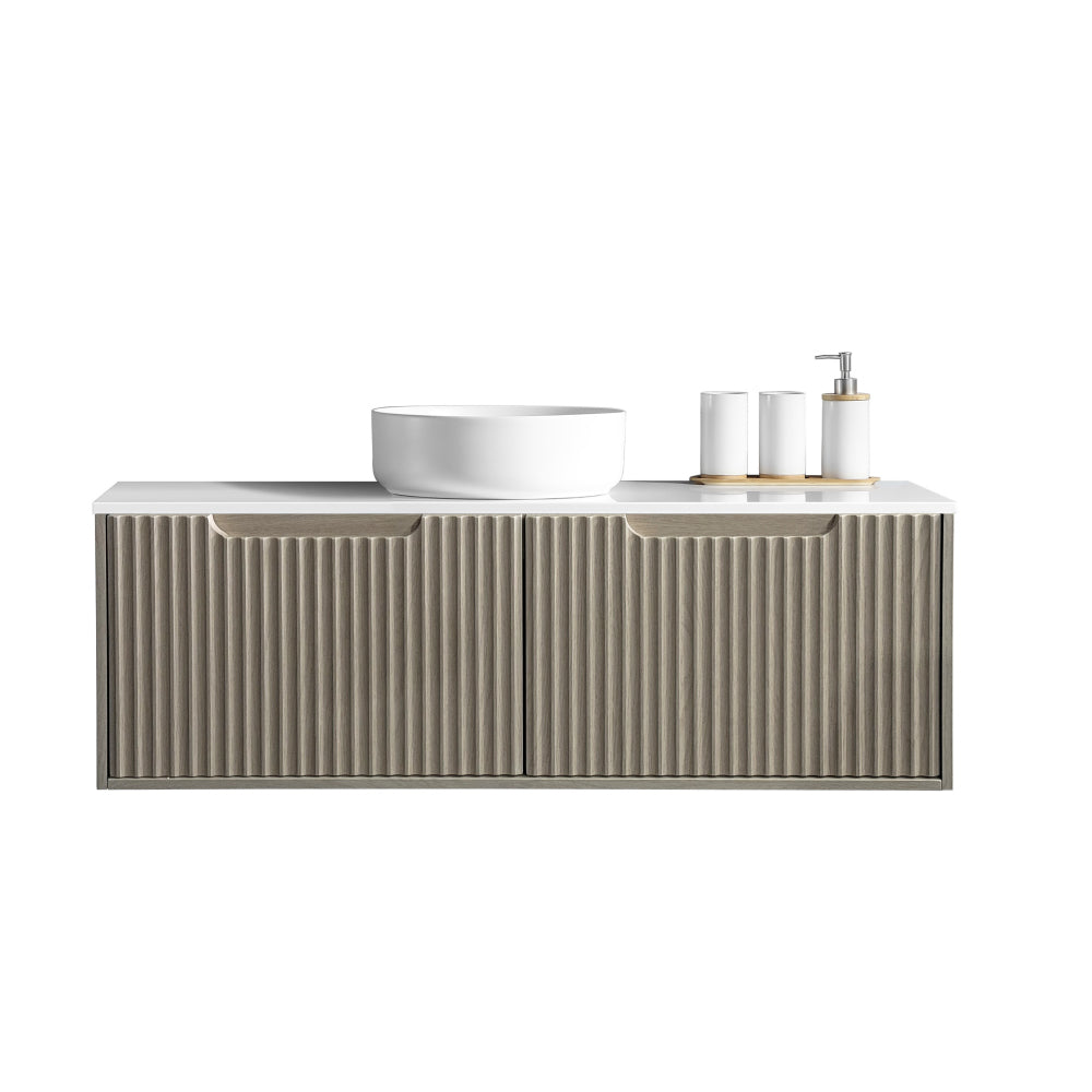 Get Stylish Fluted Rhea Wall-Hung Vanity in Natural Oak (All Sizes)