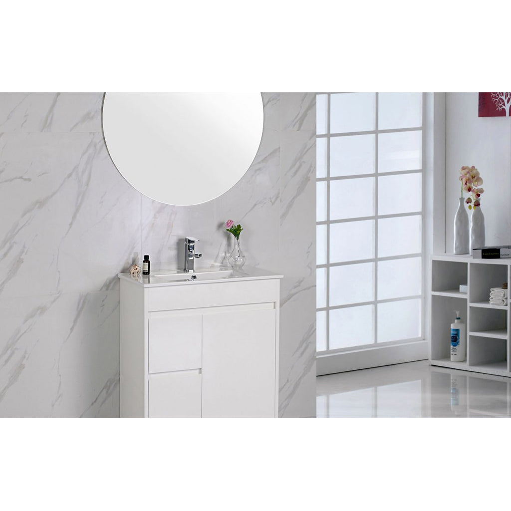 MAYA 600mm Slim Gloss White Free-Standing Bathroom Vanity