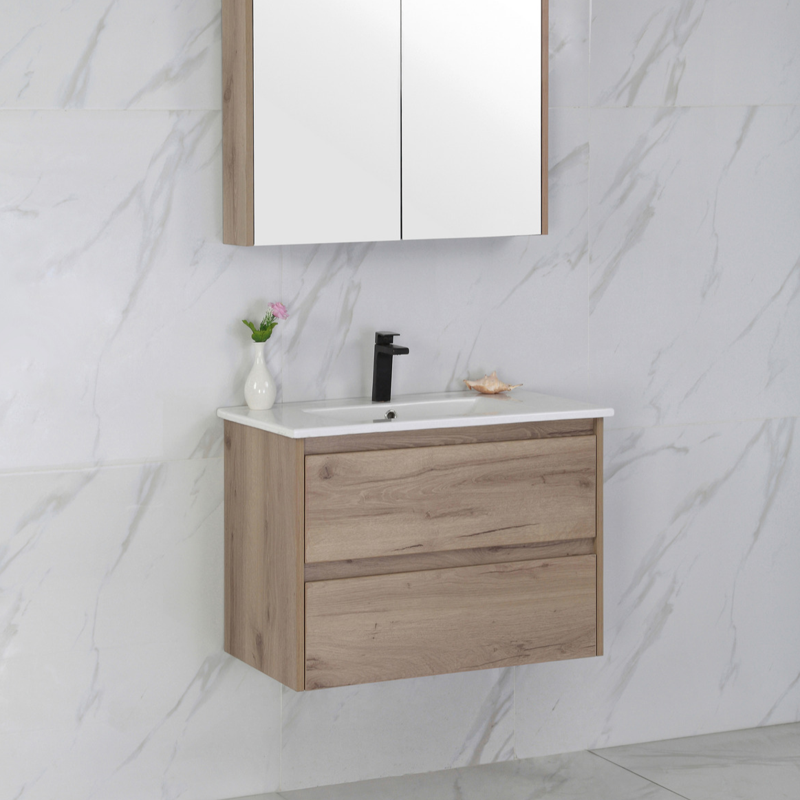 Exclusive MAX MDF Wall Hung Vanity in Natural Oak (All Sizes)