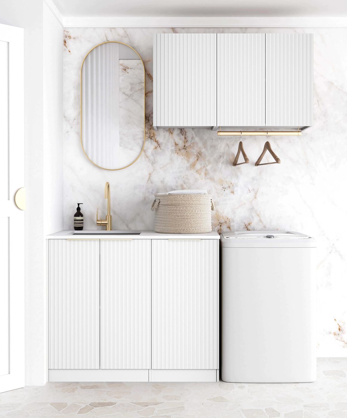 Hot Deal! Noosa Style A 1715x600x2100 White Laundry Cabinet Set