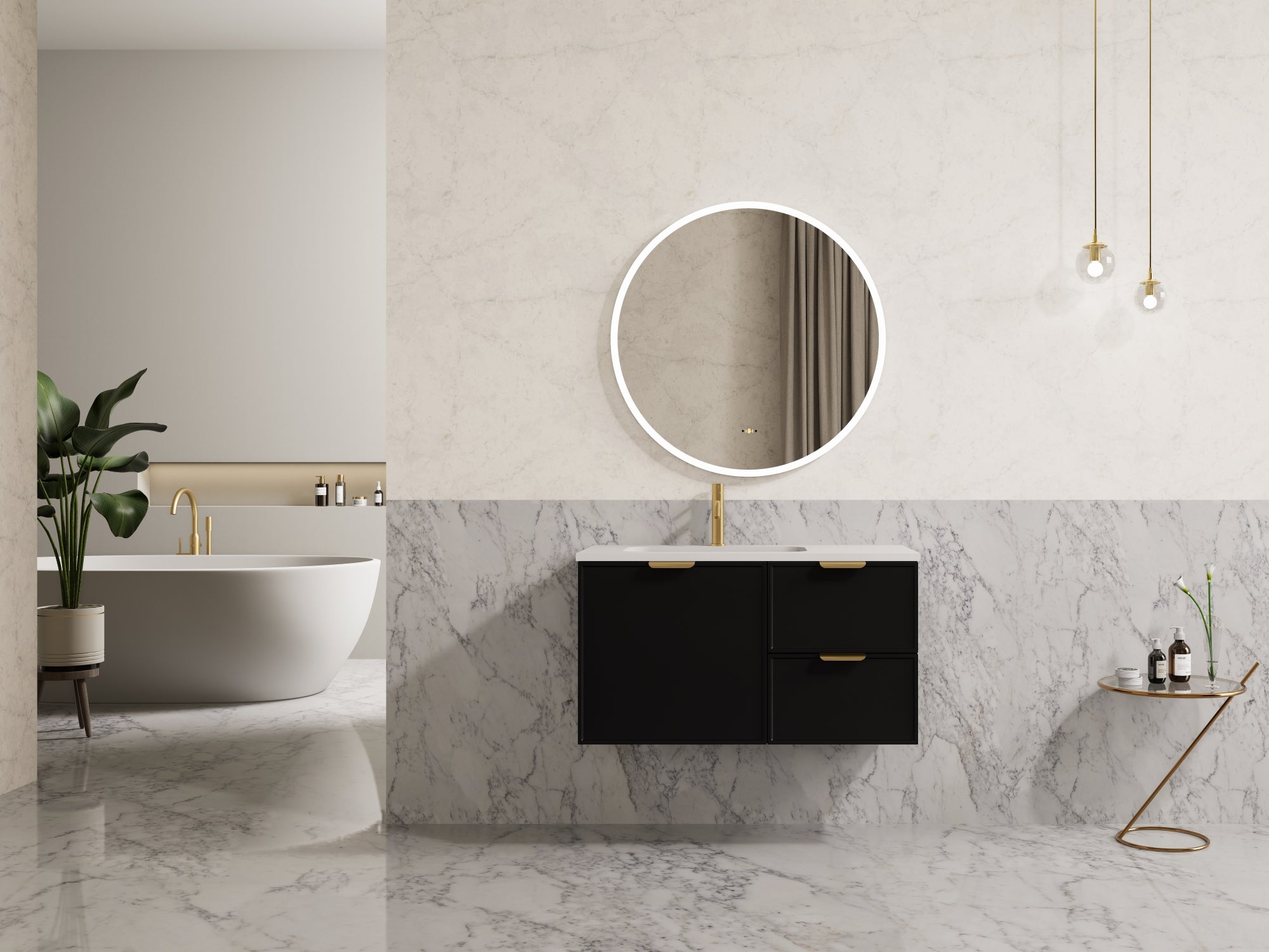 Exclusive Miami Wall - Hung PVC Bathroom Vanity Cabinet 900mm in Matte Black