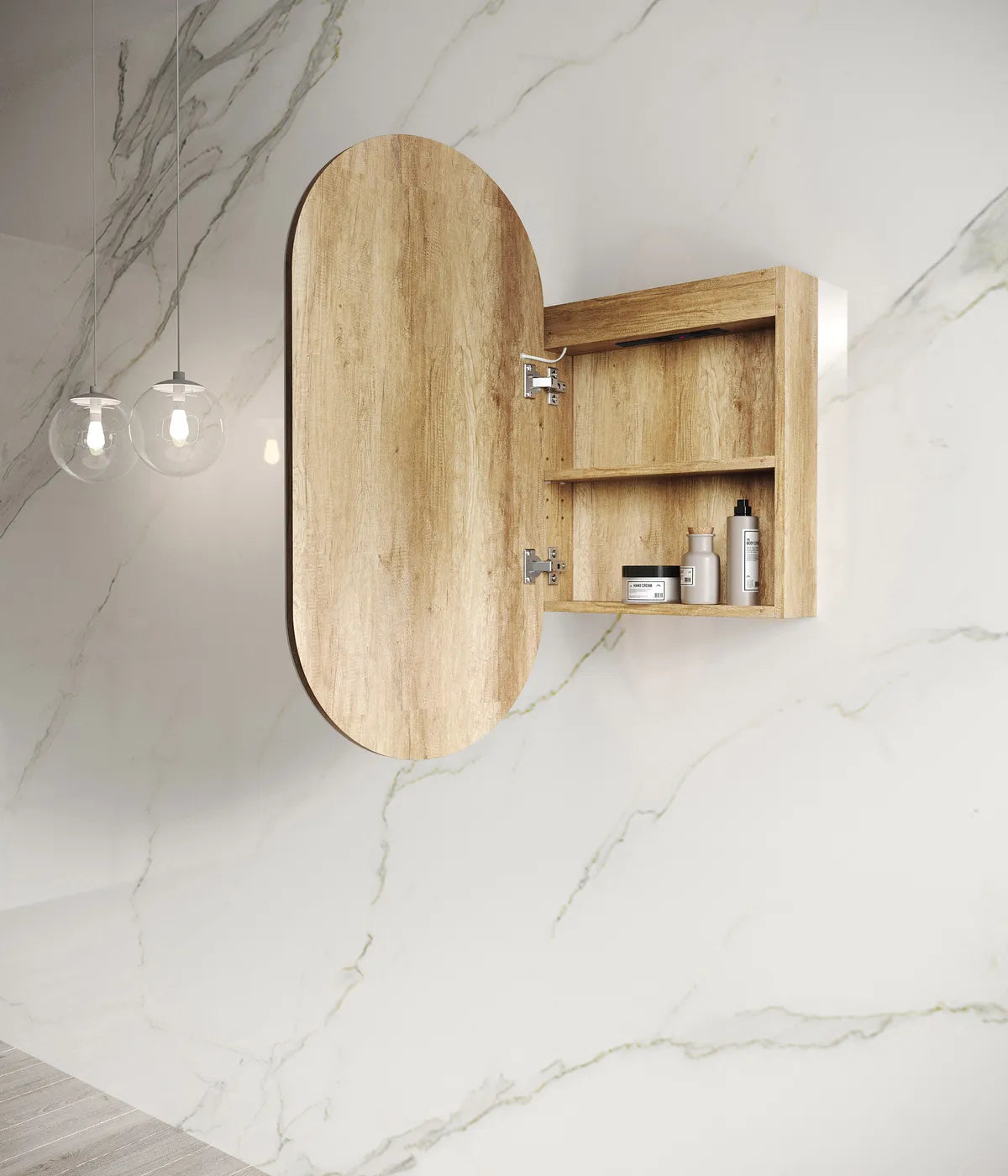 Hot Sale! 900mm Natural Oak LED Shaving Cabinet with 3 Colour Function for Modern Bathrooms