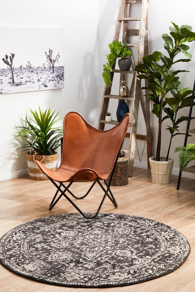 Hot Deal! Evoke Charcoal Round Transitional Rug