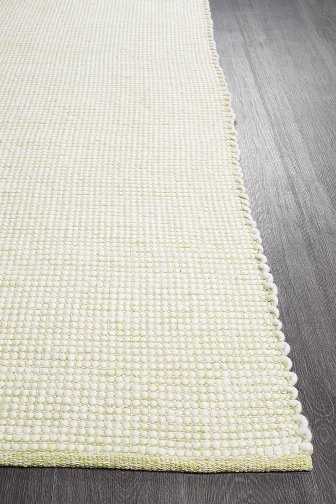 Exquisite Pistachio-Colored Hand-Woven Loft Wool Rug