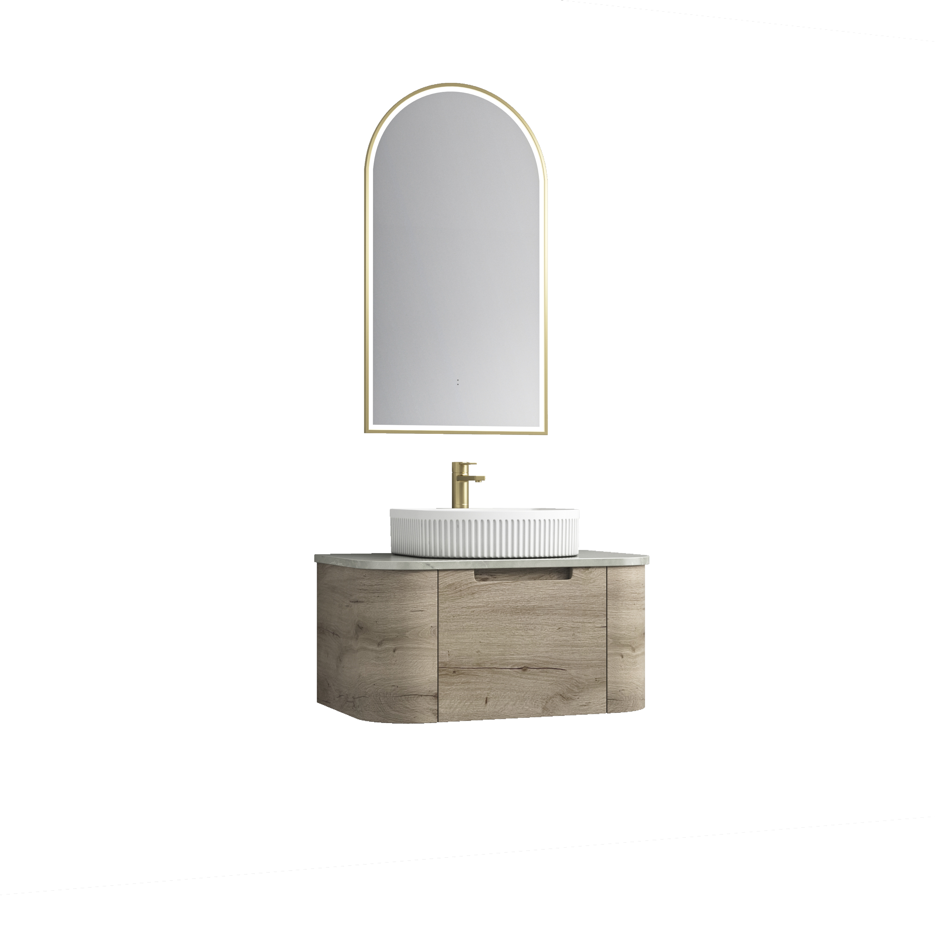 Shop Now! HAMILTON Wall - Hung Curve Vanity in Natural Oak with Multiple Sizes Available